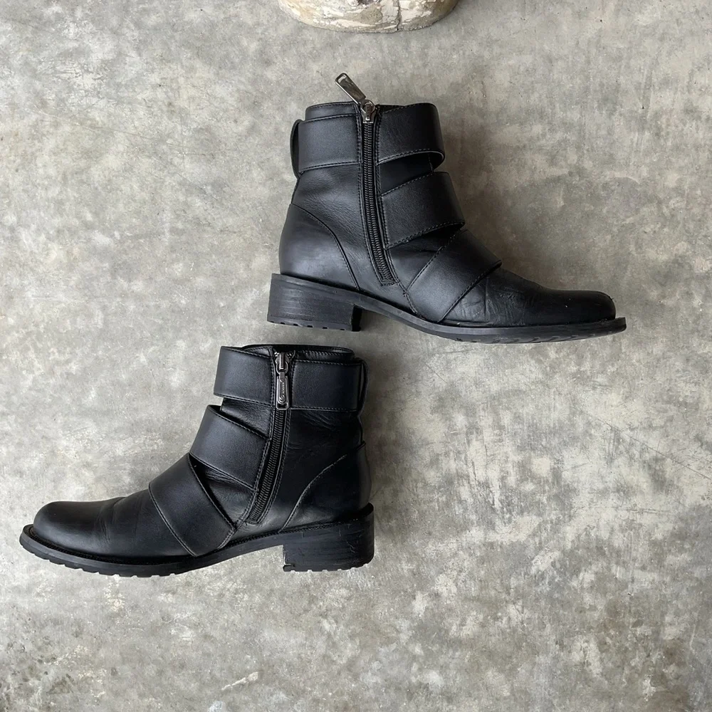 Blondo Black Double Buckle Combat Boots Size 7.5 - Picture 5 of 14